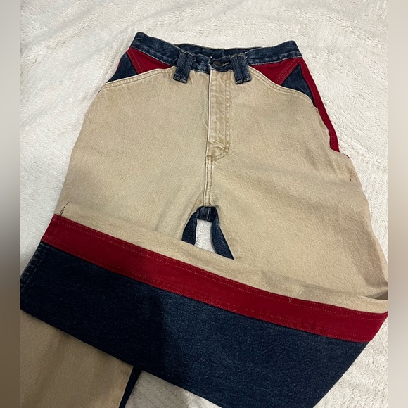 Insane unique vintage thoroughbred colour block western jean - Picture 2 of 9